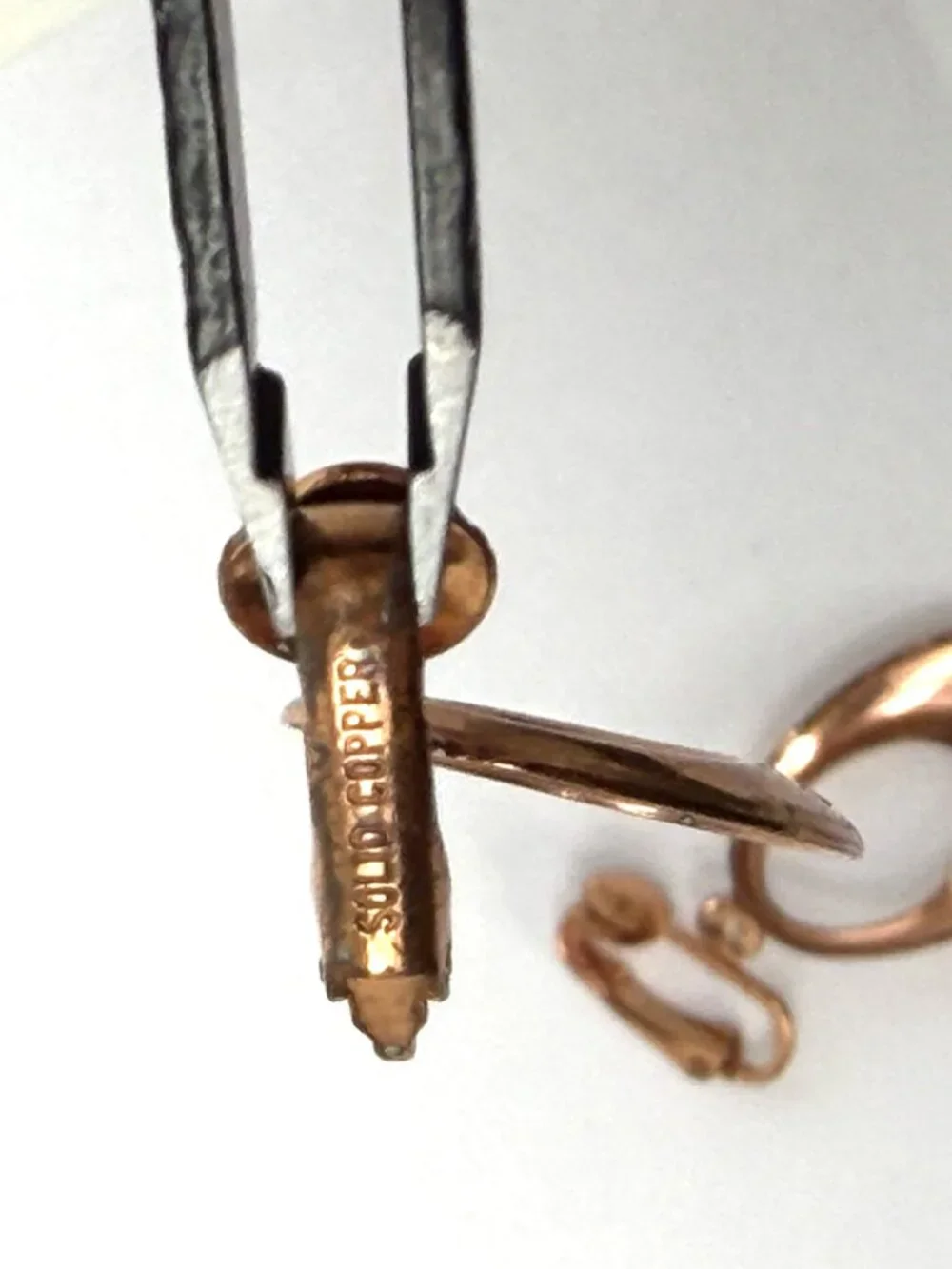 Vintage Copper Earrings 1.5” Door Knocker Clip-on Statement 3.9 grams